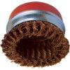 100 x 22mm Plain Bore Wire Cup Brush, Brass Coated Steel - Twist Knot 30 SWG thumbnail-0