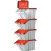 Storage Bins with Lids, Grey/Red, 400x635x345mm, 4 Pack thumbnail-0