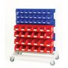 Louvred Trolley/Storage Bins, Steel/Plastic, Light Grey/Blue/Red, 1000x550x1250mm, 97 Pack thumbnail-0