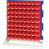 Verso, Louvred Panel/Storage Bins, Steel/Plastic, Light Grey/Blue/Red, 1000x550x1125mm thumbnail-0