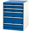 Cubio Drawer Cabinet, 5 Drawers, Blue/Light Grey, 800 x 650 x 650mm thumbnail-0