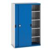 Cubio Storage Cabinet, 2 Sliding Doors, Blue, 2000 x 1300 x 650mm thumbnail-0