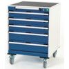 Cubio Mobile Storage Cabinet, 5 Drawers, Blue/Grey, 885 x 650 x 650mm thumbnail-0