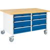 Cubio, Storage bench, Blue/Grey, 840mm x 1500mm x 750mm thumbnail-0