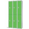 Compartment Locker, 6 Doors, Green, 1800 x 900 x 300mm, Nest of 3 thumbnail-0