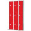 Compartment Locker, 9 Doors, Red, 1800 x 300 x 300mm, Nest of 3 thumbnail-0