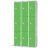 Compartment Locker, 9 Doors, Green, 1800 x 300 x 300mm, Nest of 3 thumbnail-0