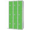 Compartment Locker, 9 Doors, Green, 1800 x 300 x 450mm, Nest of 3 thumbnail-0