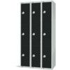 Compartment Locker, 9 Doors, Black, 1800 x 300 x 450mm, Nest of 3 thumbnail-0