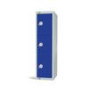 Low Height Locker, 3 Doors, Blue, 1370 x 300 x 300mm thumbnail-0