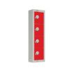 Personal Effects Locker, 4 Doors, Red, 920 x 250 x 160mm, Sloped Top thumbnail-0