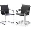 Echo Leather Cantilever Chair With Arms Black thumbnail-1