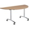 1600mm SEMI-CIRCULAR TILT TOP TABLE BEECH/SILVER thumbnail-0