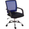 HIGH BACKED MESH CHAIR BLUE/BLACK CHROME BASE thumbnail-0