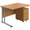 WINDSOR PLUS 1200mm C/LEVERSTDDESK 2DR MOBILE PED OAK thumbnail-0