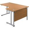 Twin Upright Right Hand Crescent Desk, Oak/Silver, 1600 x 1200mm thumbnail-0