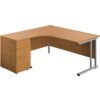 WINDSOR PLUS 1600mm L/H C/L CRES DESK 3DR DESK HIGH PED OAK thumbnail-0