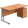 WINDSOR PLUS 1600mm C/LEVER STDDESK2DR PED BEECH thumbnail-0