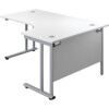 Twin Upright Right Hand Crescent Desk, White/Silver, 1200 x 1200mm thumbnail-0