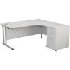 WINDSOR PLUS 1600mm R/H C/L CRES DESK 3DR PED WHT thumbnail-0