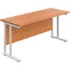 Twin Upright Cantilever Rectangular Desk, Beech/White, 1800 x 800mm thumbnail-0