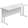 Twin Upright Cantilever Rectangular Desk, White, 1800 x 800mm thumbnail-0