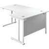 Twin Upright Right Hand Crescent Desk, White, 1800 x 1200mm thumbnail-0