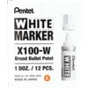 100W, Permanent Marker Pen, White, Broad, Bullet, Non-Retractable, 1 Pack thumbnail-3