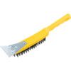 4-ROW PLASTIC HANDLE WIRE BRUSH C/W SCRAPER thumbnail-1