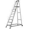 8-Tread,  Warehouse Ladder, 2m, Aluminium, Non-Slip, Handrails, Silver thumbnail-0