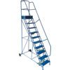 15- Wide Tread,  Mobile Step Ladder, 3.75m, Steel, Fully Welded, Non-Slip, Side Handrails, Blue thumbnail-0