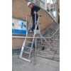 12-Tread, Folding Telescopic Step Ladder, 1.1m, Aluminium, Guardrail, Suitable for work on steps thumbnail-0