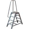 6-Tread,  Step Ladder, 1.5m, Aluminium, Large platform, Side Handrail, Silver thumbnail-0