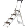 Folding Step Ladder, 4-Tread, 0.9m Height, Aluminium, Silver/Black thumbnail-0