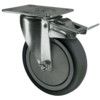 Light Duty/Medium Duty, Castor, 75mm, Braked, Swivel, Top Plate, Thermoplastic, Grey thumbnail-0