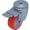 Medium Duty, Castor, 125mm, Braked, Swivel, Bolt Hole, Polyurethane, Red thumbnail-0