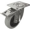 Castor, 100mm, Braked, Swivel, Top Plate, Rubber, Grey thumbnail-0