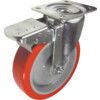 Medium Duty/Heavy Duty, Castor, 125mm, Braked, Swivel, Top Plate, Polyurethane, Red thumbnail-0