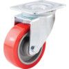 Medium Duty/Heavy Duty, Castor, 100mm, Unbraked, Swivel, Top Plate, Polyurethane, Red thumbnail-0