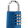 Combination Padlock, Aluminium, Blue, 42mm Width, Weatherproof thumbnail-0