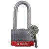 Keyed Padlock, Keyed Different, Steel, Silver/Red, 43.3mm Width, Weatherproof thumbnail-0