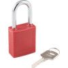 Keyed Lockout Padlock, Keyed Different, Nylon, Red, 38.1mm Width, Weatherproof thumbnail-0