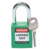 Keyed Lockout Padlock, Keyed Different, Nylon, Green, 38.1mm Width, Weatherproof thumbnail-0