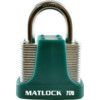 Keyed Padlock, Keyed Alike, Steel, Green, 40mm Width, Weatherproof thumbnail-0