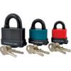 Keyed Padlock, Keyed Different, Steel, Red, 45mm Width, Weatherproof thumbnail-0