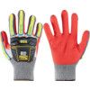 R065, Impact Gloves, Grey/Hi-Vis Yellow/Red, HPPE, Nitrile Coating, EN388: 2016, 4, X, 4, 3, D, P, Size 7 thumbnail-0