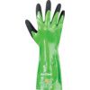 56-635 Maxichem, Chemical Resistant Gauntlet, Black/Green, NBR, Nylon Liner, Size 7 thumbnail-1