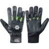 517 Tegera® Mechanical Hazard Gloves, Black/Green, Fleece/Polyester Liner, Synthetic Leather Coating, EN388: 2016, 1, 1, 2, 1, X, Size 11 thumbnail-0