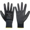 2100251 Workeasy Mechanical Hazard Gloves, Black, Polyester Liner, Polyurethane Coating, EN388: 2003, 3, 1, 2, 1, Size 6 thumbnail-0