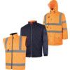 Hi-Vis Reversible Coat, 5-in-1, Waterproof, 2XL, Orange, Polyester, EN20471 thumbnail-0